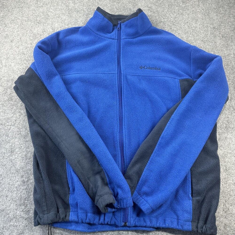 Columbia Fleece Jacket Mens XL Blue Full Zip Outdoor Hiking Pockets Casual